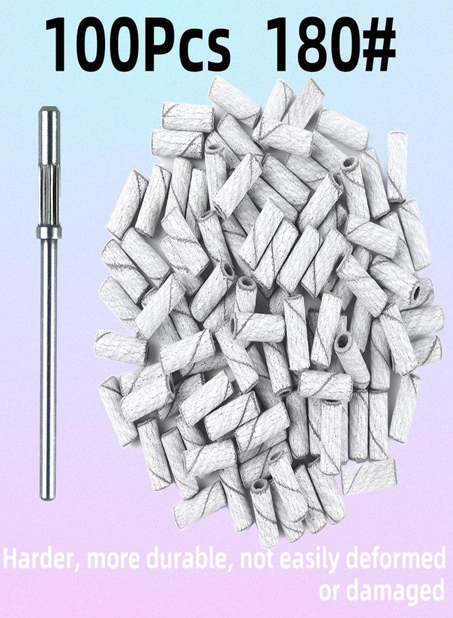 TKYZMS 100 Pcs (180 Grit White) Small Sanding Bands Nail Drill Bit,Nail Drill Bits,Extreme Fine Grit Mini Sanding Band,Nail Bits,Upgrade 3.1mm Mandrel Bits,Professional Nail Drill Bit for Acrylic Nails - Image 3